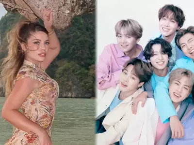 Flavia Laos sorprende al grabar su nuevo �lbum en la disquera de BTS.