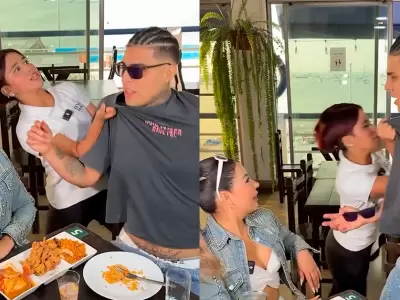 Botan a Paul Michael de restaurante en presencia de Pamela L�pez.