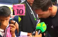 Lionel Messi firma camiseta de Pol Deportes y él llora de emoción: "Muchas gracias por cumplirme el sueño"