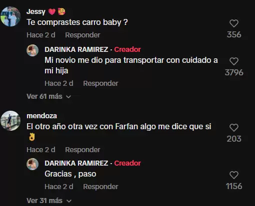 Darinka Ram�rez confiesa que el padre de su segunda hija le compr� un auto. (Captura de pantalla)