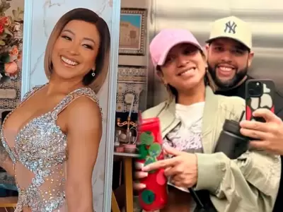 Paula Arias sonriente y abrazada por Jhair Sala en imagen que dio qu� hablar.