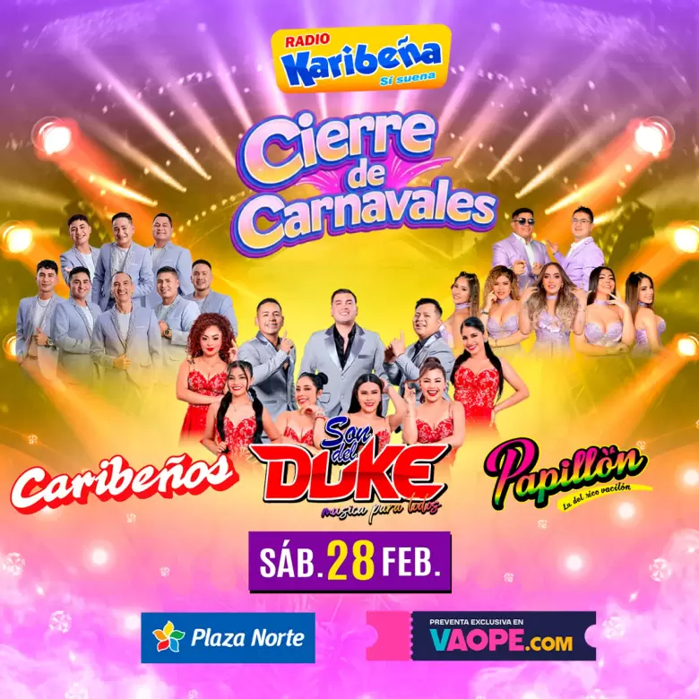Caribe�os, Papill�n y Son del Duke en 'Cierre de Carnavales'.