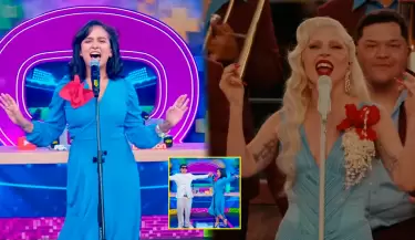 Daniela Darcourt se luce en vivo con "Die With A Smile" versi�n Super Bowl 2026.