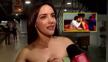 Ros�ngela Espinoza reacciona al beso entre Patricio Parodi y Flavia L�pez.