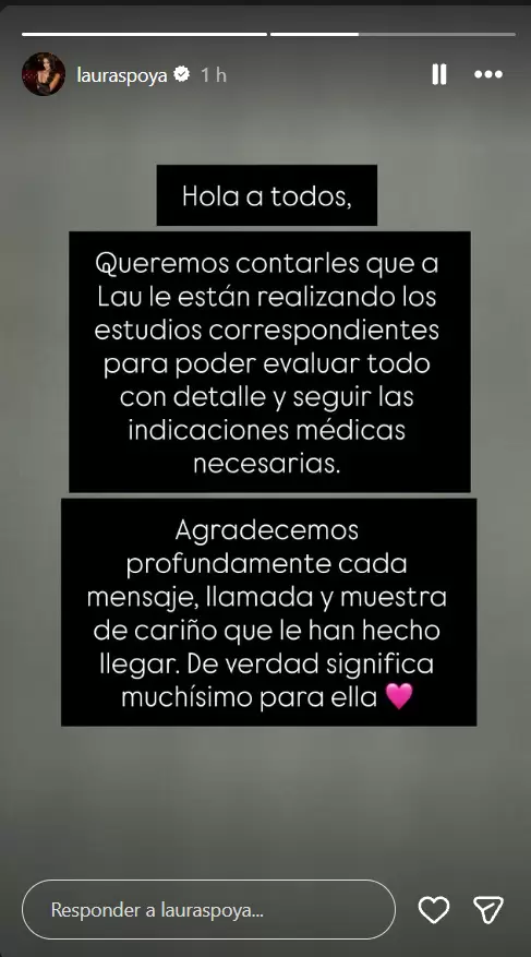 Comunicado de la familia de Laura Spoya.