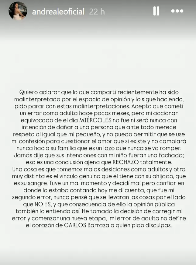 Comunicado de Andrea Muñoz.