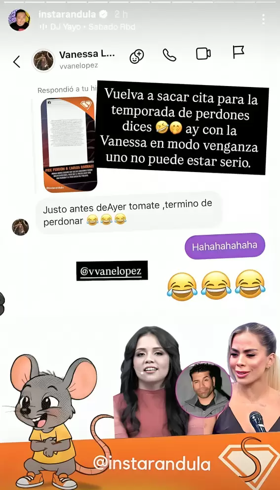 Vanessa López se burla de comunicado de Andrea Muñoz.