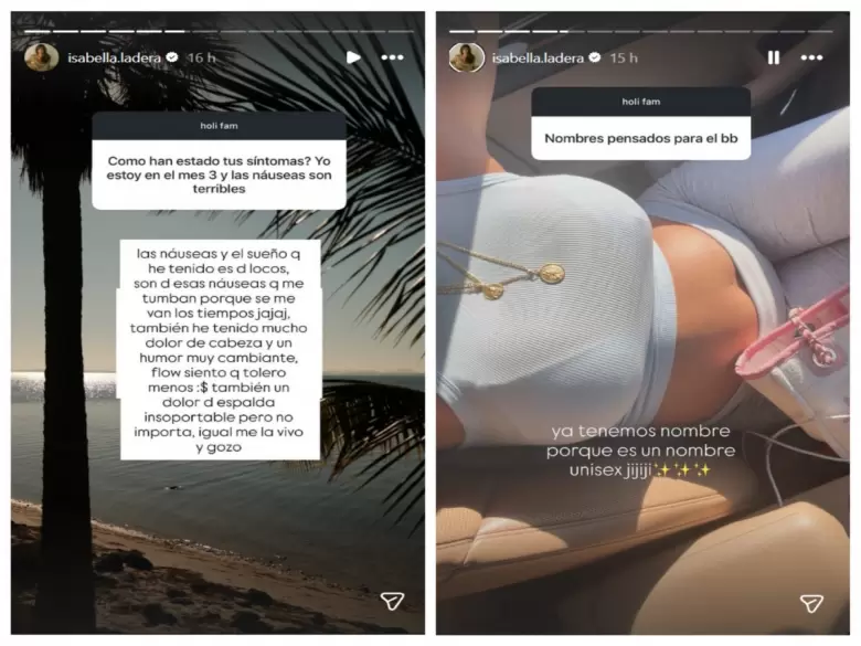 Isabella Ladera revela detalles de su embarazo.