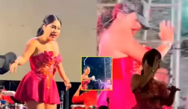 Thamara G�mez enfrenta a supuesta fan que la moj� en el escenario.