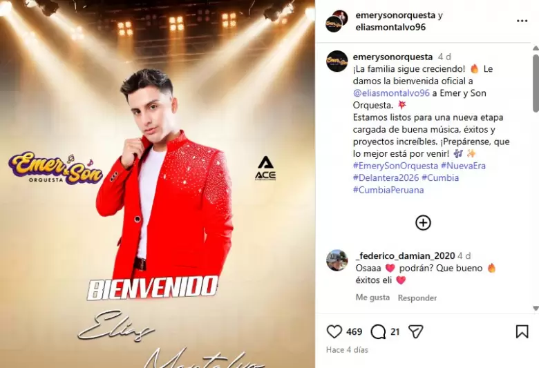 El�as Montalvo se une a Emer y Son Orquesta. (Instagram)