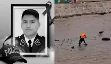 Polic�a pierde la vida al intentar salvar a un perrito del r�o R�mac.