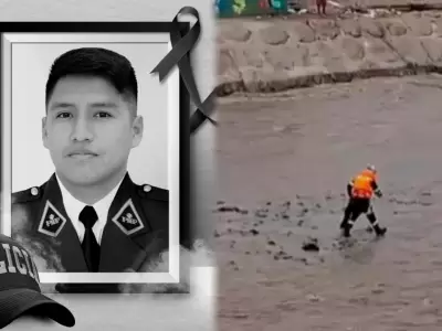 Polic�a pierde la vida al intentar salvar a un perrito del r�o R�mac.