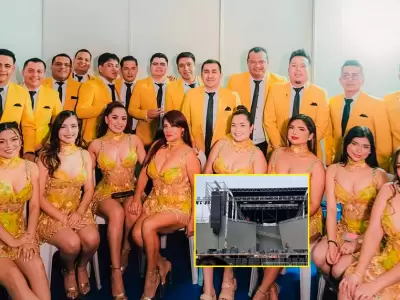 Escenario donde iba a cantar Coraz�n Serrano se desplom� en pleno armado.