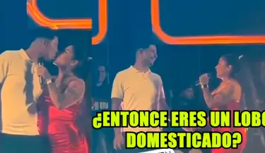 Masiel M�laga sube a 'Churrito' Hinostroza al escenario y se dan beso en pleno show.