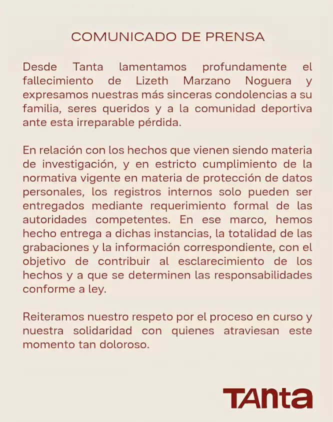 Comunicado de Tanta.