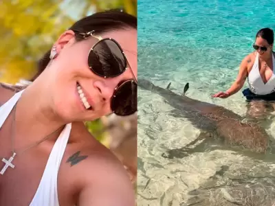 Melissa Klug sorprende al nadar con tiburones en Maldivas