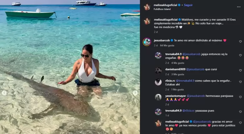 Jes�s Barco reacciona a video de Melissa Klug con tiburones. (Captura de pantalla)