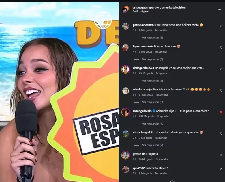 Ros�ngela Espinoza reacciona a comentario de Flavia L�pez.