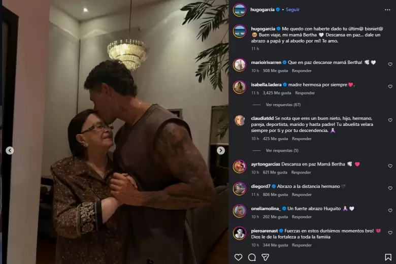 Isabella Ladera y figuras del espect�culo se pronuncian por muerte de abuela de Hugo Garc�a. (Captura de pantalla)