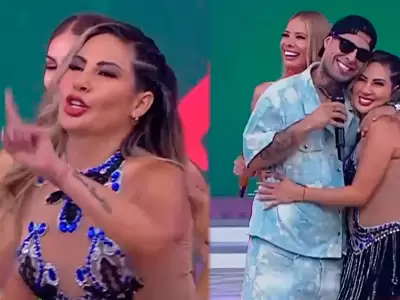 Pamela L�pez impacta al cantar "No me voy a casar" con Paul Michael al lado.