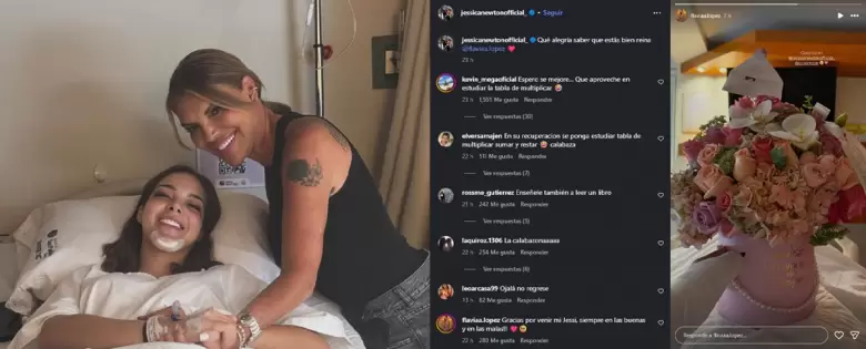 Flavia López agradece visita de Jessica Newton. (Captura de pantalla)