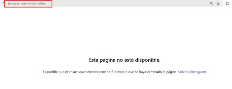 Cuenta de Instagram de Nathalie Galleno, esposa de Franco Sierralta, cierra. (Captura de pantalla)