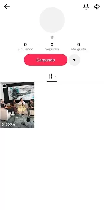 Pantalla de perfil de TikTok Francho Sierralta muestra "Cargando" y cero seguidores. (Captura de pantalla)