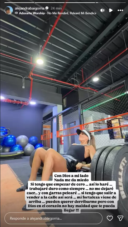 Mensaje de Alejandra Baigorria en las historias de sus redes