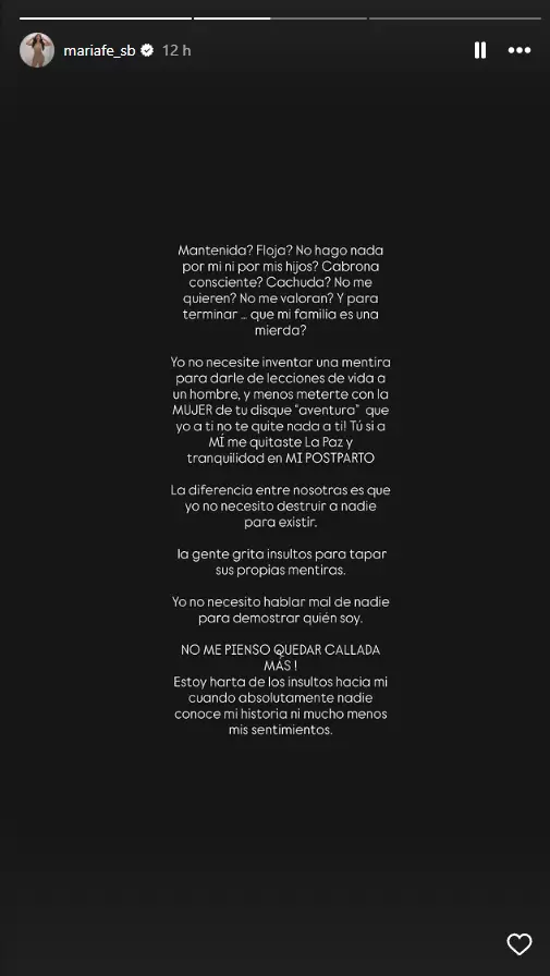 María Fe Saldaña arremete tras enterarse de falso embarazo de Verónica González. (Instagram)