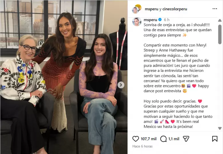 Natalie V�rtiz junto a las actrices Meryl Streep y Anne Hathaway