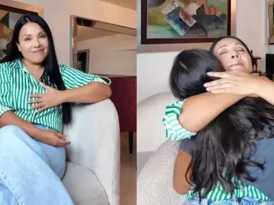 Tula Rodr�guez rompe en llanto al despedirse de su hija.