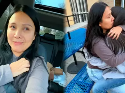 Tula Rodr�guez se quiebra al despedirse de su hija en Nueva York.