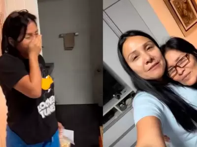 Tula Rodr�guez y su trabajadora del hogar se emocionaron.