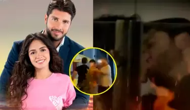 Mayra Go�i y Rodrigo Brand, protagonistas de 'Valentina Valiente', fueron captados bes�ndose.