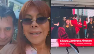 Magaly Medina y su esposo Alfredo Zambrano celebraron la graduaci�n de Silvana.