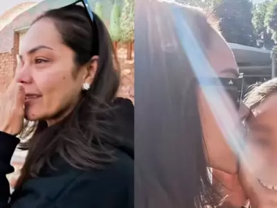 Karen Schwarz y Ezio Oliva compartieron im�genes del primer d�a de clases de sus hijas.