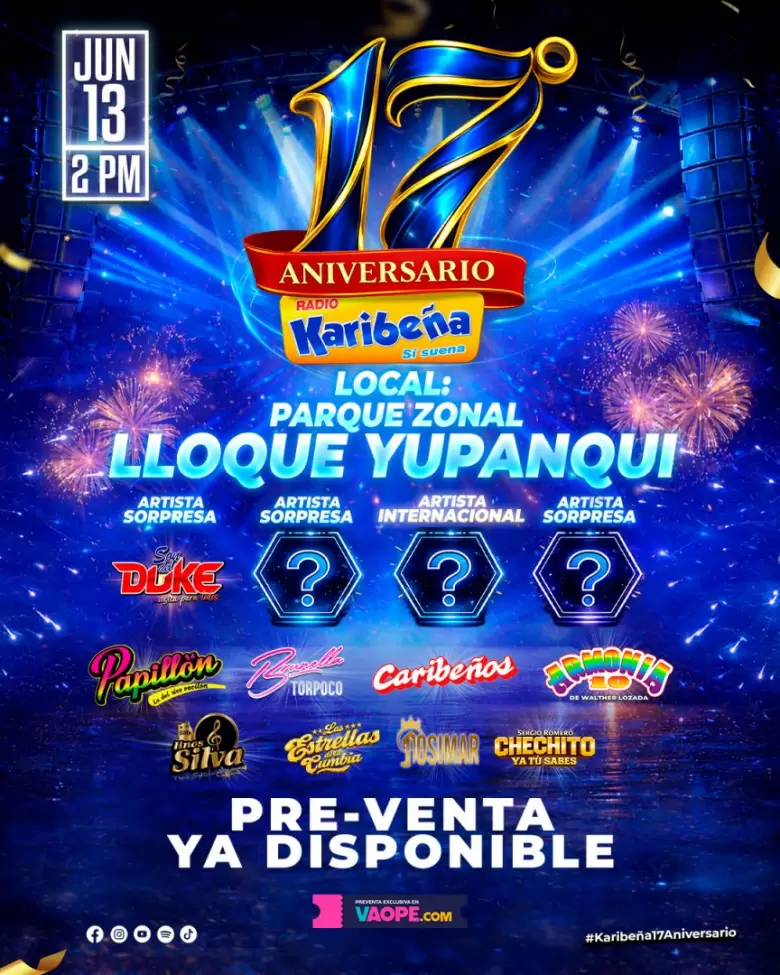 Cartelera del 17 Aniversario de Karibe�a.