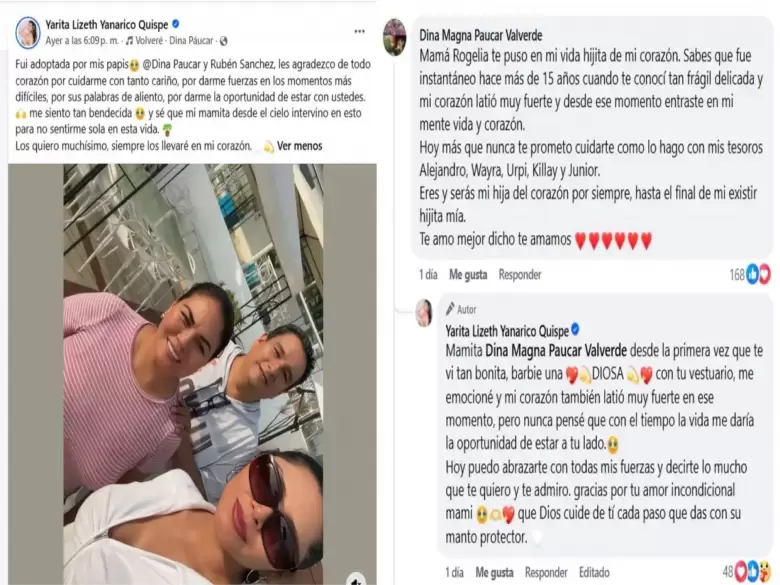 Yarita Lizeth agradece a Dina P�ucar por cumplir un rol de madre.
