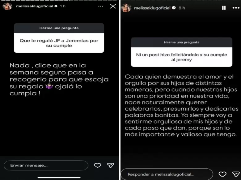 Melissa Klug revela que Jefferson Farf�n no le regal� a su hijo.